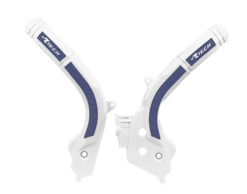 Racetech Plastic Frame Protectors Bi-Material White/Blue YZF