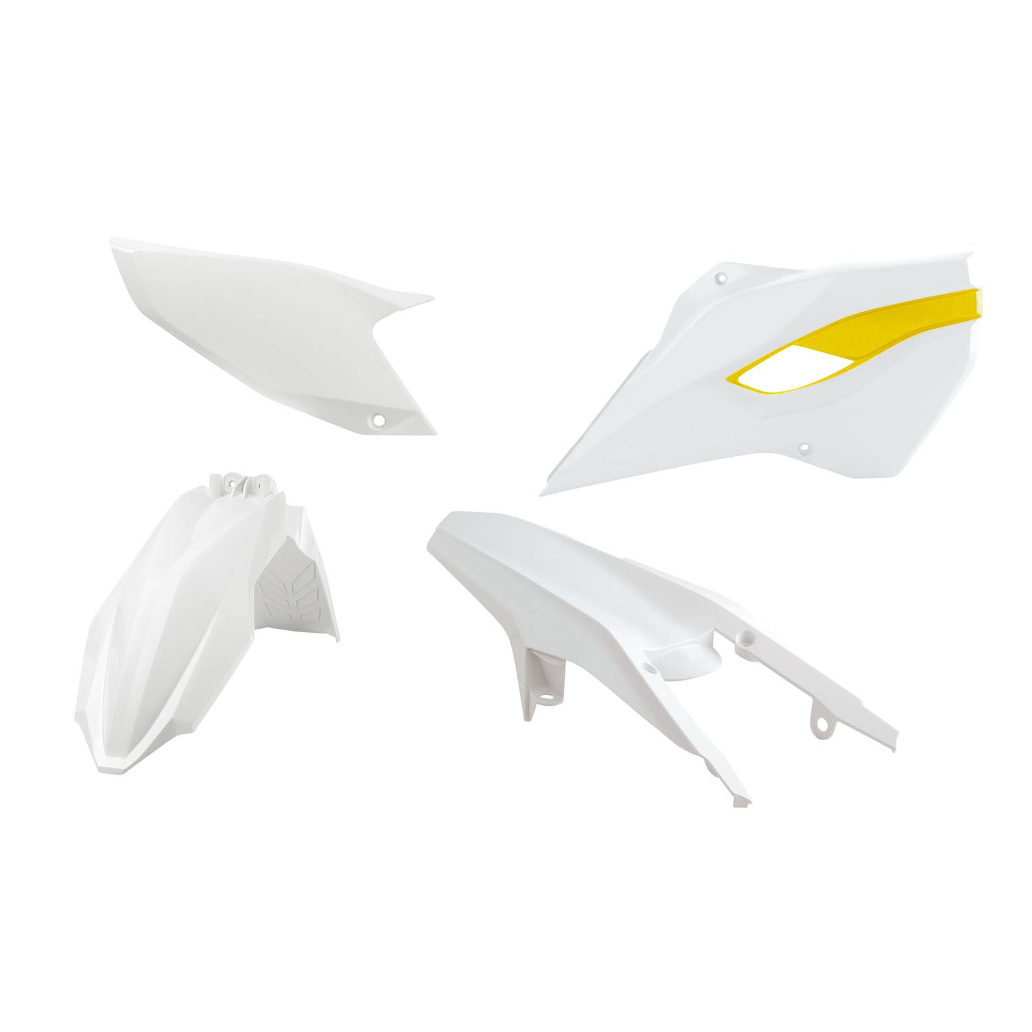 Racetech Plastics Kit 4 Pcs White/Yellow Husqvarna 125/250/3