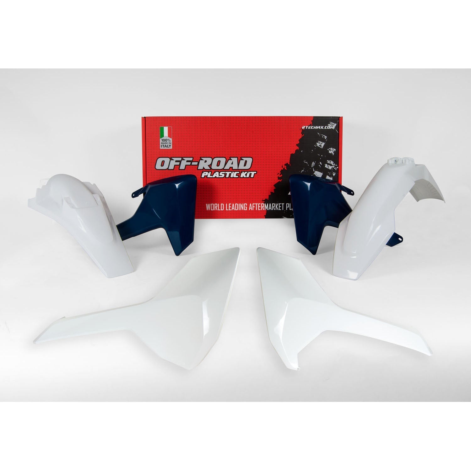 Racetech Plastics Kit 4 Pcs White/Blue Husqvarna 150/250/300