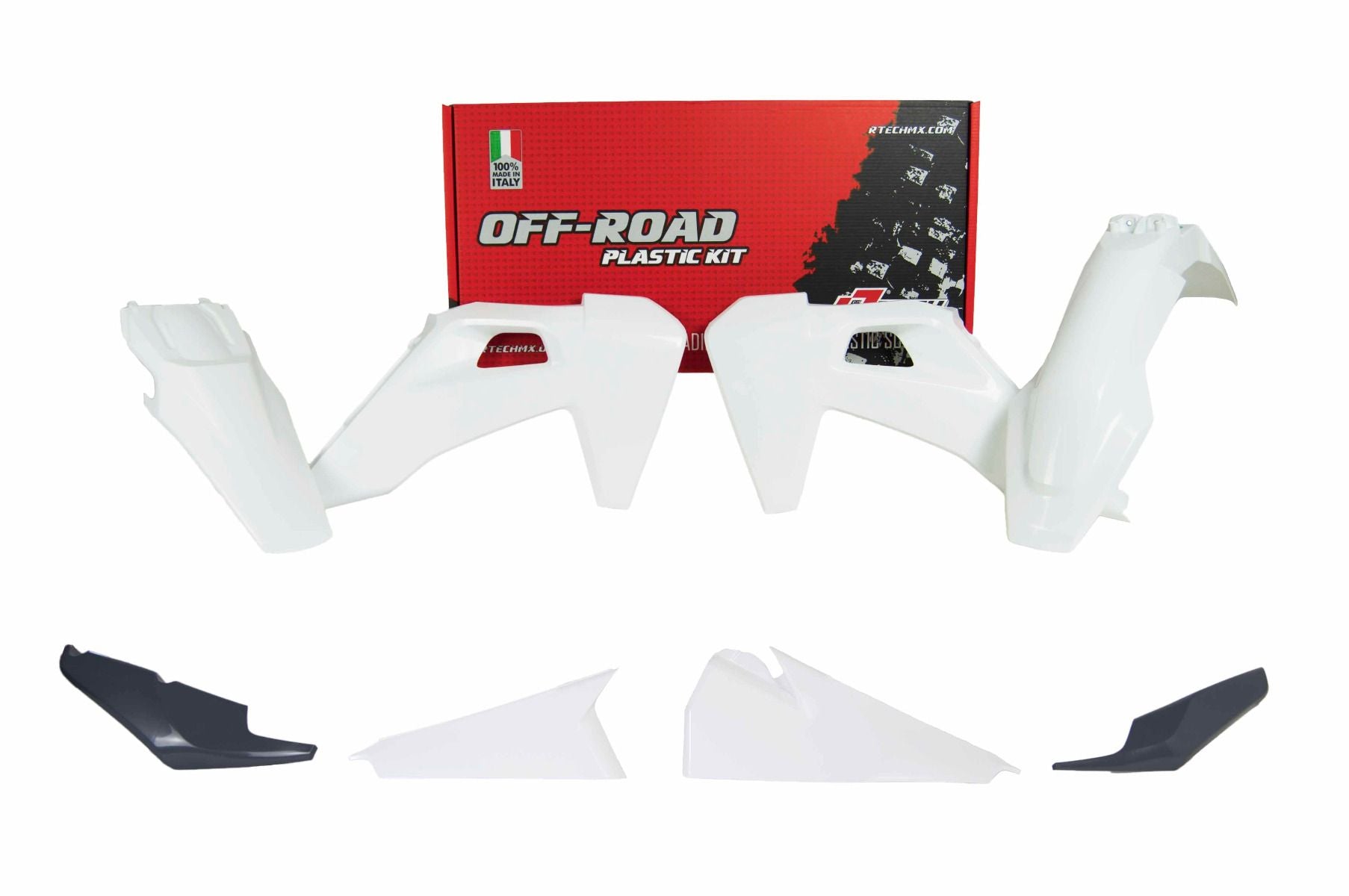 Racetech Plastics Kit 5 Pcs White/Anthracitre Grey Husqvarna
