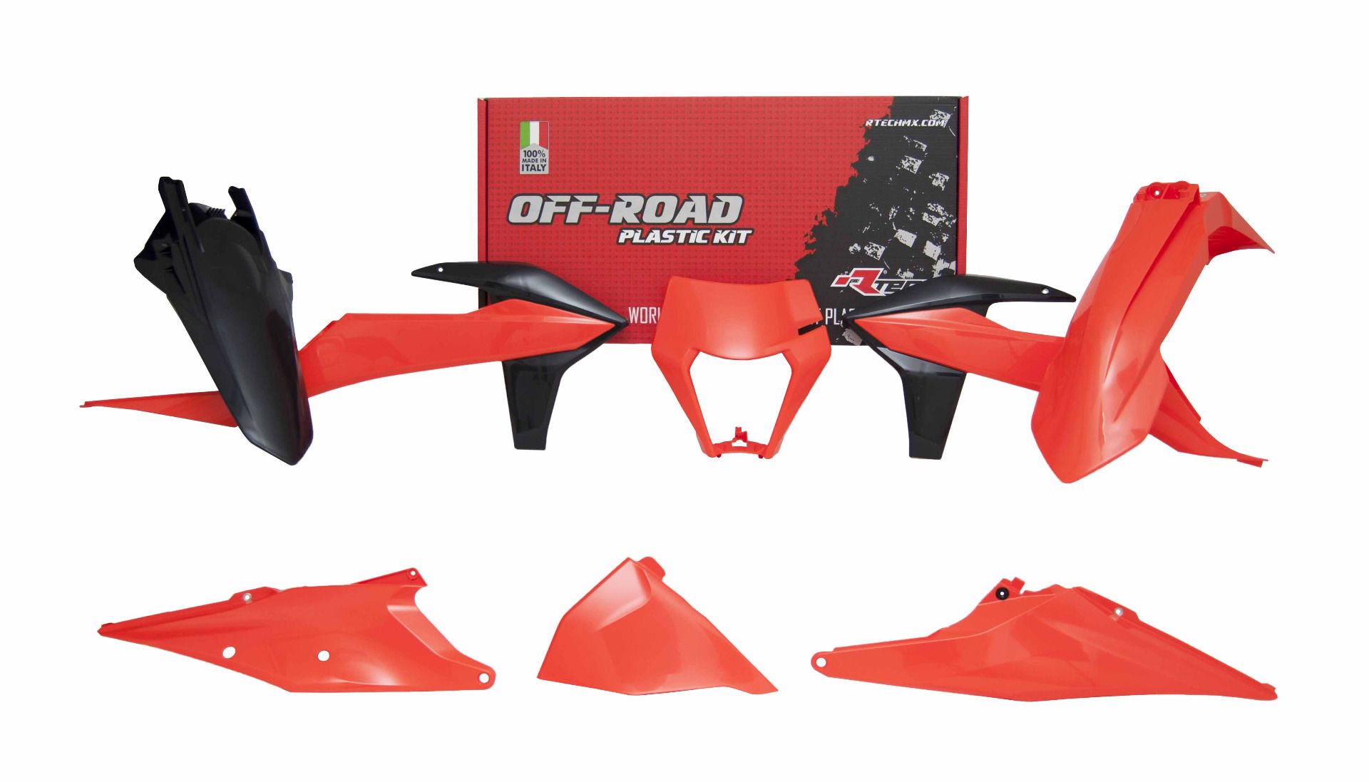 Racetech Plastics Kit 6 Pcs with Left Airbox Cover and Orang