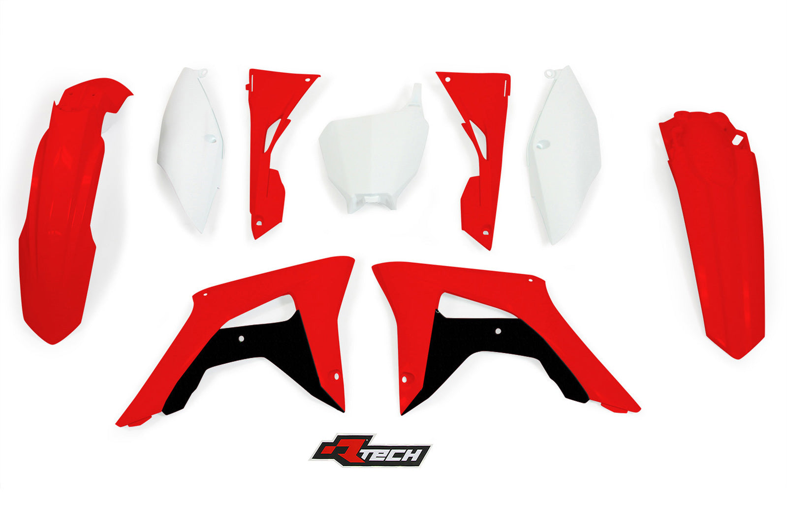 Racetech Plastics Kit 6 Pcs Red/Black With Airbox Covers Hon